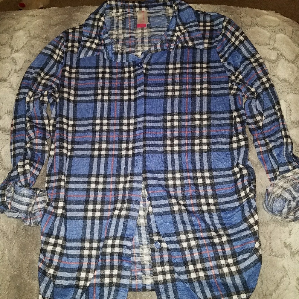 Blue plaid button down